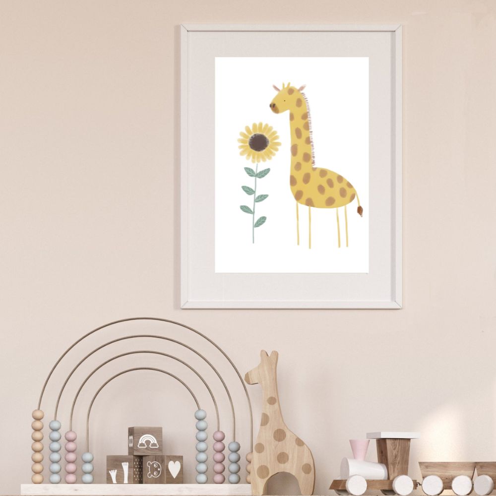 Giraffe with Sunflower Print