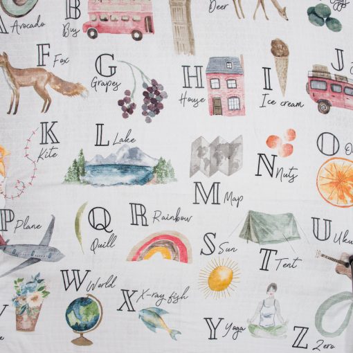 Alphabet Bamboo Swaddle Blanket - Mind+Moon