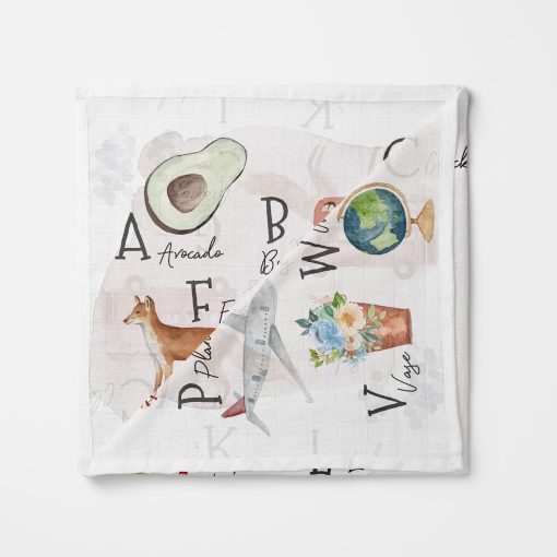 Alphabet Bamboo Swaddle Blanket - Mind+Moon