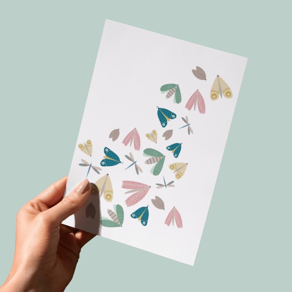 Calming Moths Greeting Card - Mind+Moon