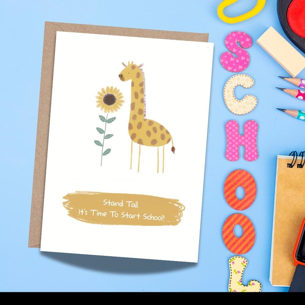 Giraffe First Day at School Card - Mind+Moon