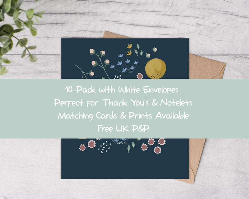 Floral Note Cards 10 Pack - Mind+Moon