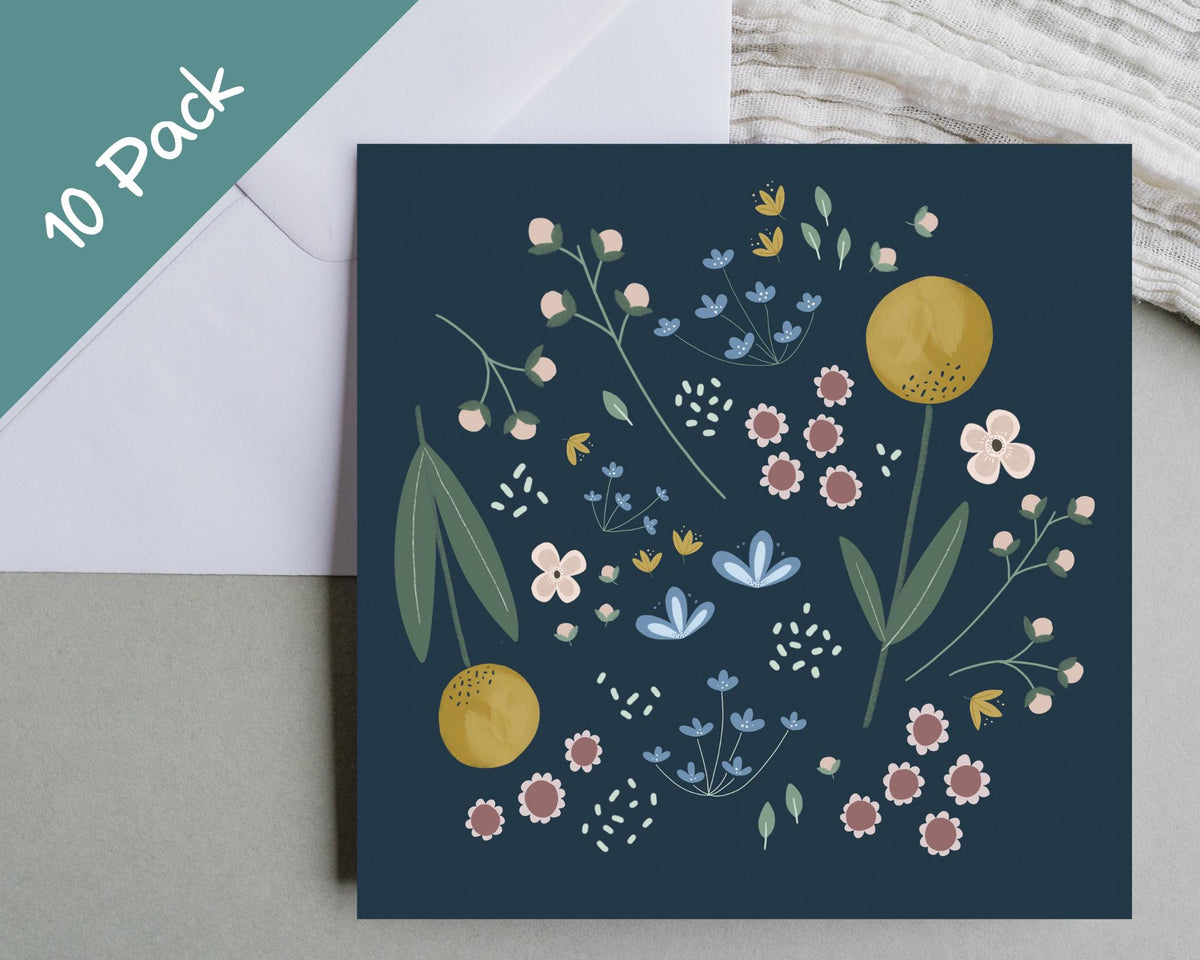 Floral Note Cards 10 Pack - Mind+Moon