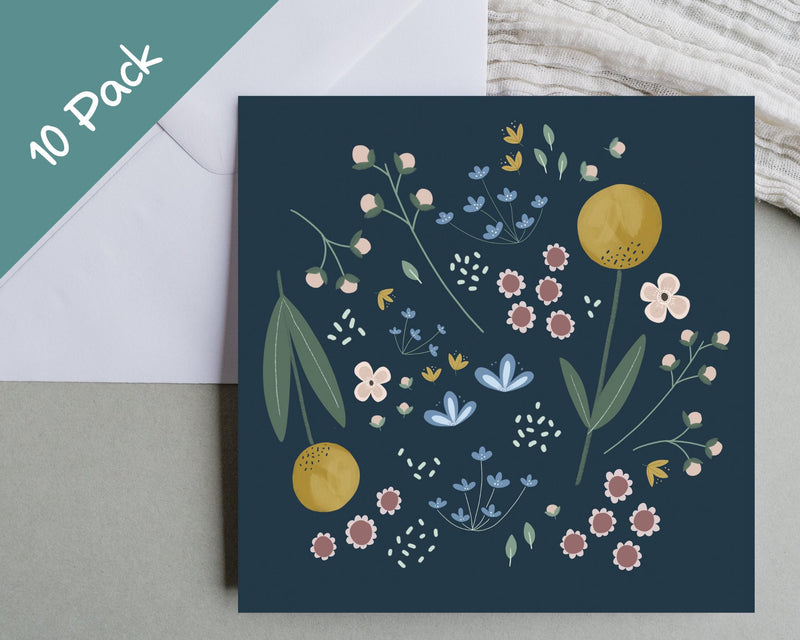 Floral Note Cards 10 Pack - Mind+Moon