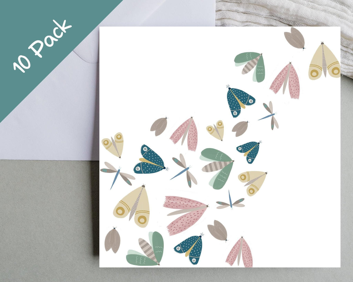 Moth and Dragonfly Note Cards 10 Pack - Mind+Moon