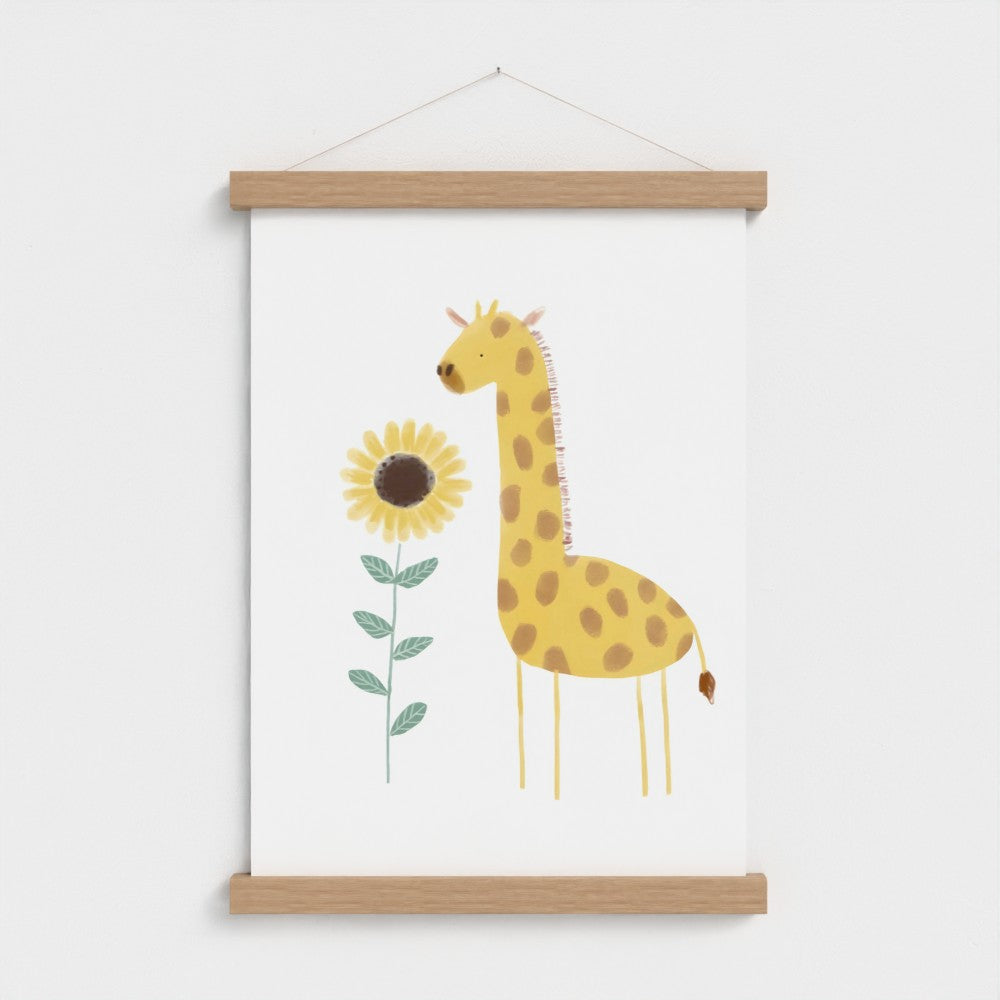 Giraffe with Sunflower Print