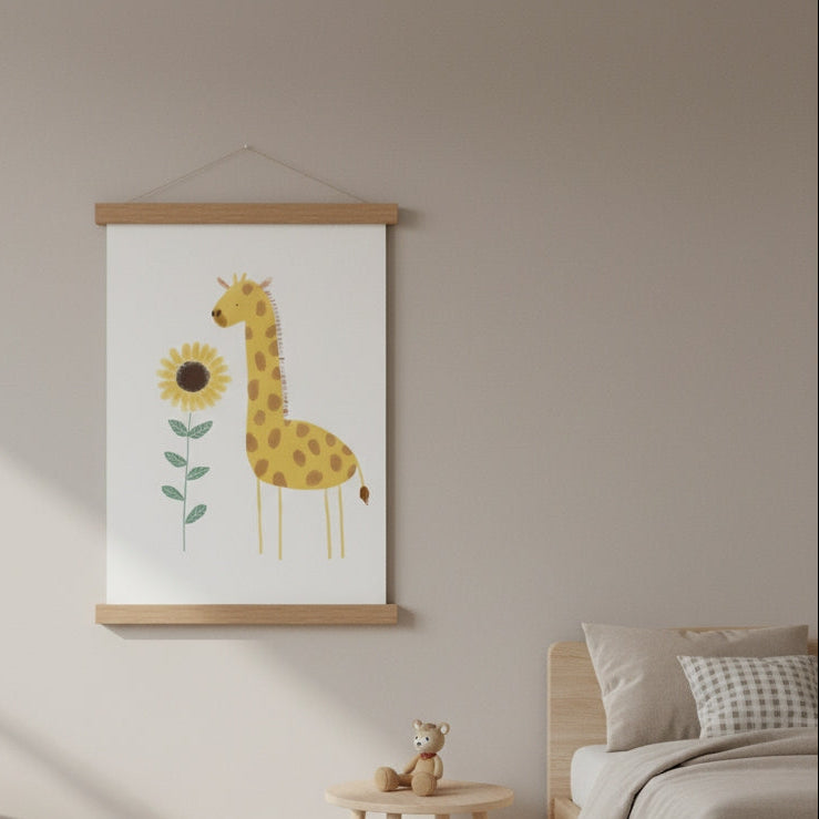 Giraffe with Sunflower Print