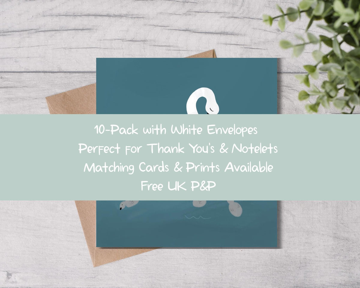 Swan and Cygnets Note Cards 10 Pack - Mind+Moon