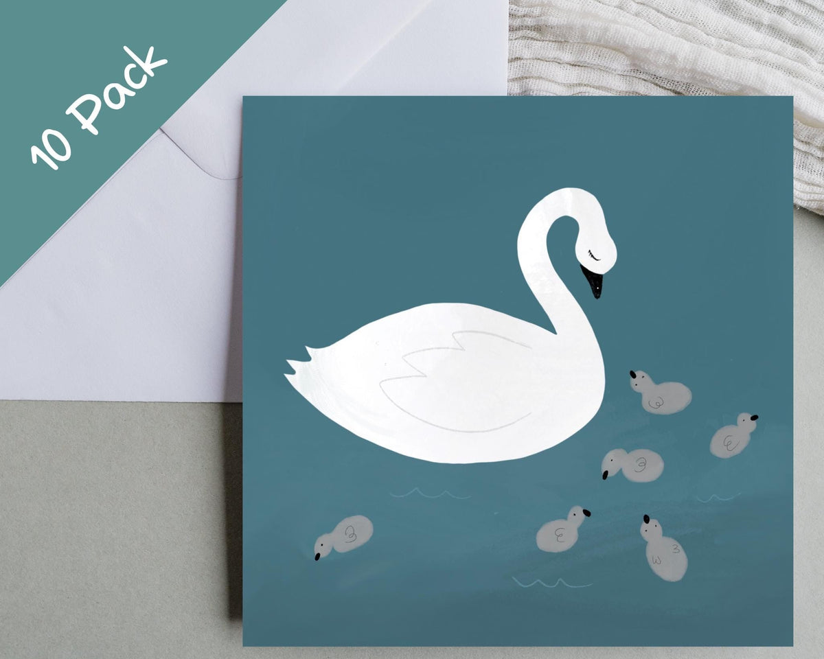 Swan and Cygnets Note Cards 10 Pack - Mind+Moon
