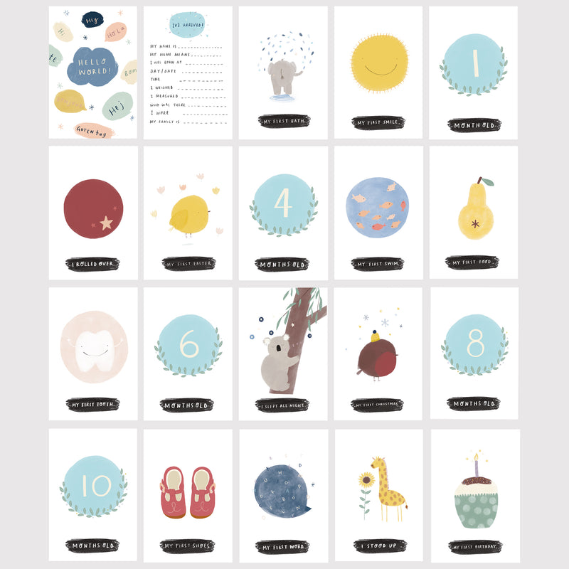 Hand Illustrated Baby Milestone Cards - Mind+Moon